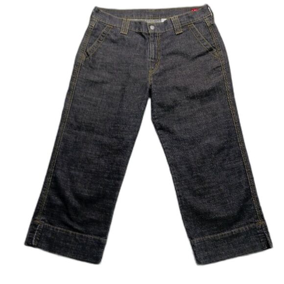 Levi's Denim - Levi's Outback Wide Leg Capri Women's 12. Black Stretch Denim. 4 Pocket.